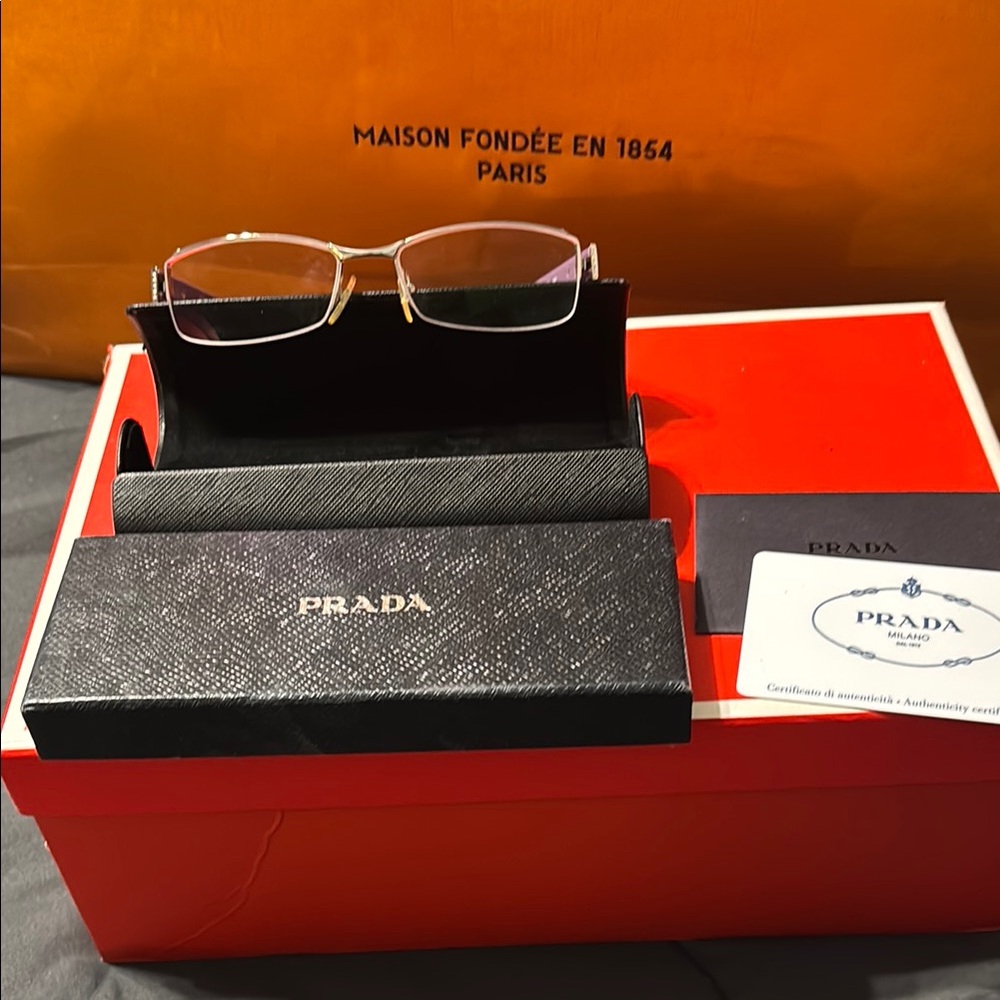 Prada Gold and Black Women's Glasses